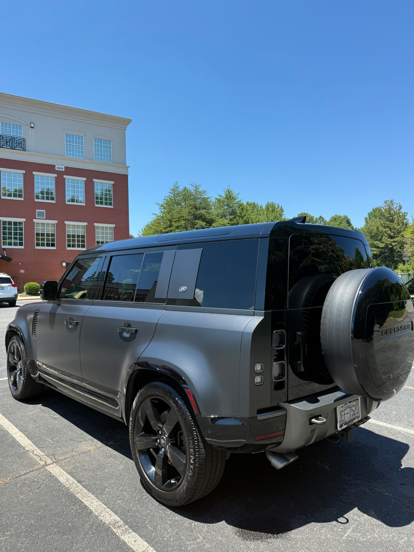 Matte gray Land Rover Defender after mobile detailing service